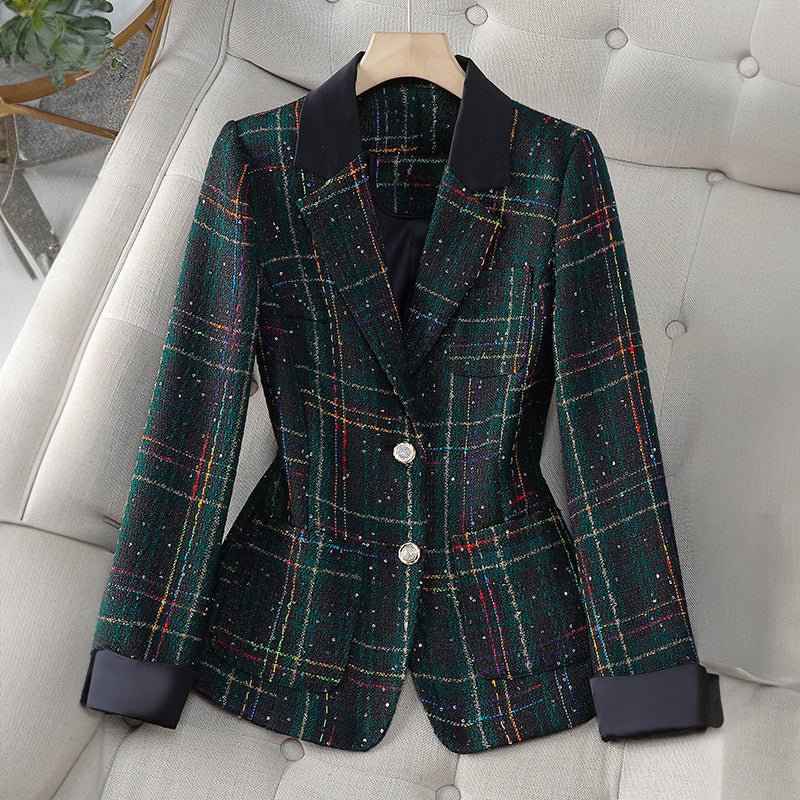Amelie Fleur Plaided Elegance Blazer - Infinityloyal
