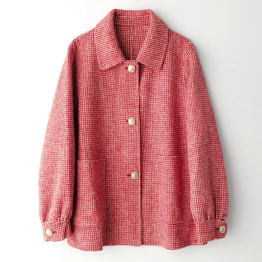 Claire Laurent Woolen Plaid Coat - Infinityloyal