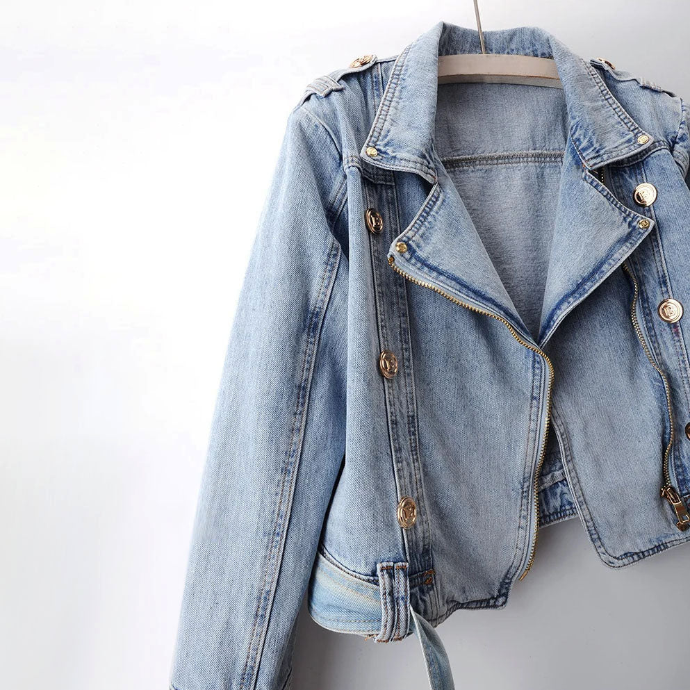 Isabelle DeLacroix Cropped Denim Jacket - Infinityloyal