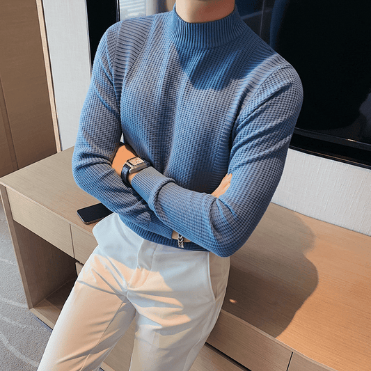 Jack Washington Waffle High Collar Sweater - Infinityloyal
