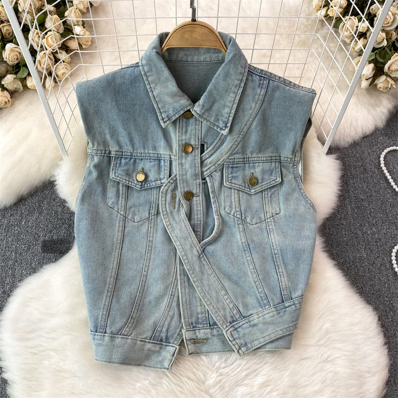 Adeline Femme Frayed Denim Vest