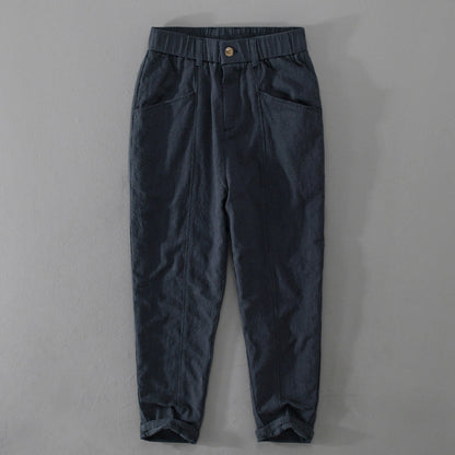 navy blue linen summer trousers 