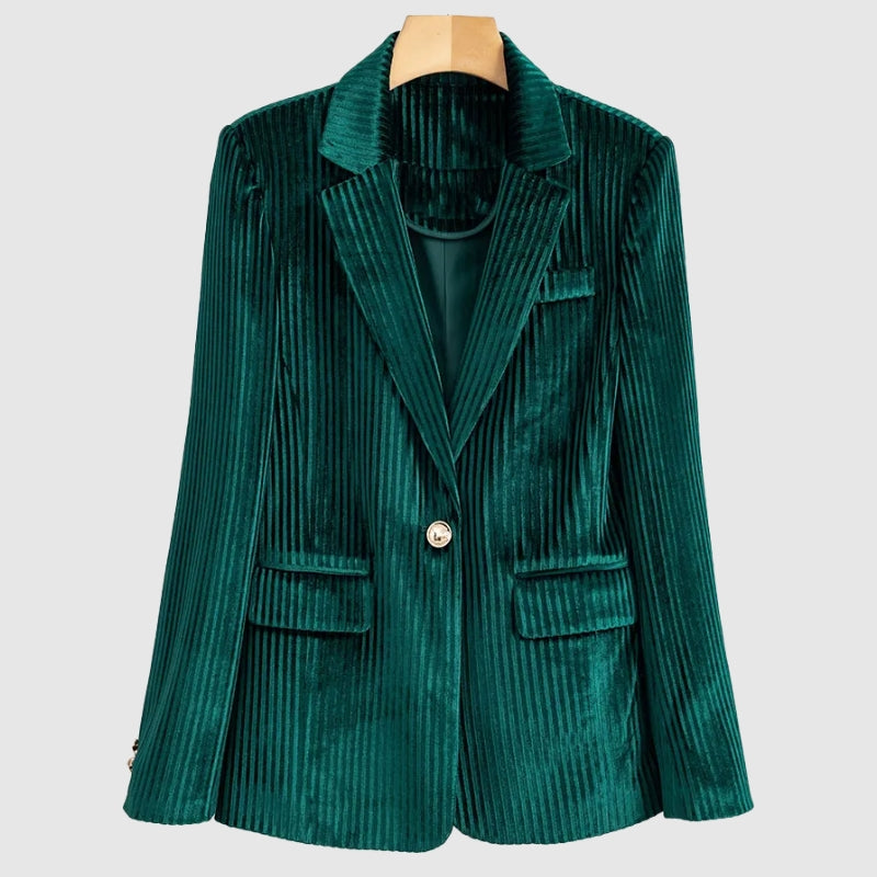 Claire Laurent Striped Velvet Blazer