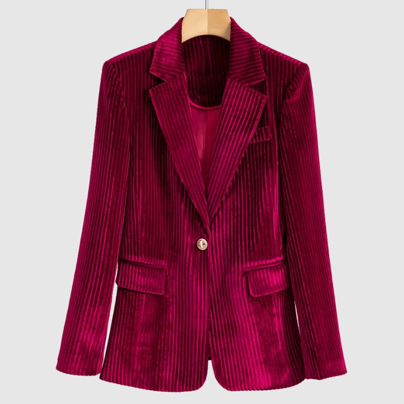 Claire Laurent Striped Velvet Blazer