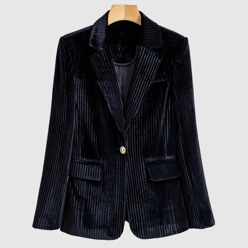 Claire Laurent Striped Velvet Blazer