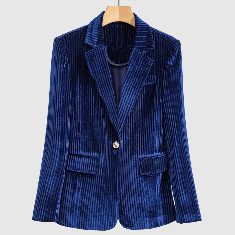 Claire Laurent Striped Velvet Blazer