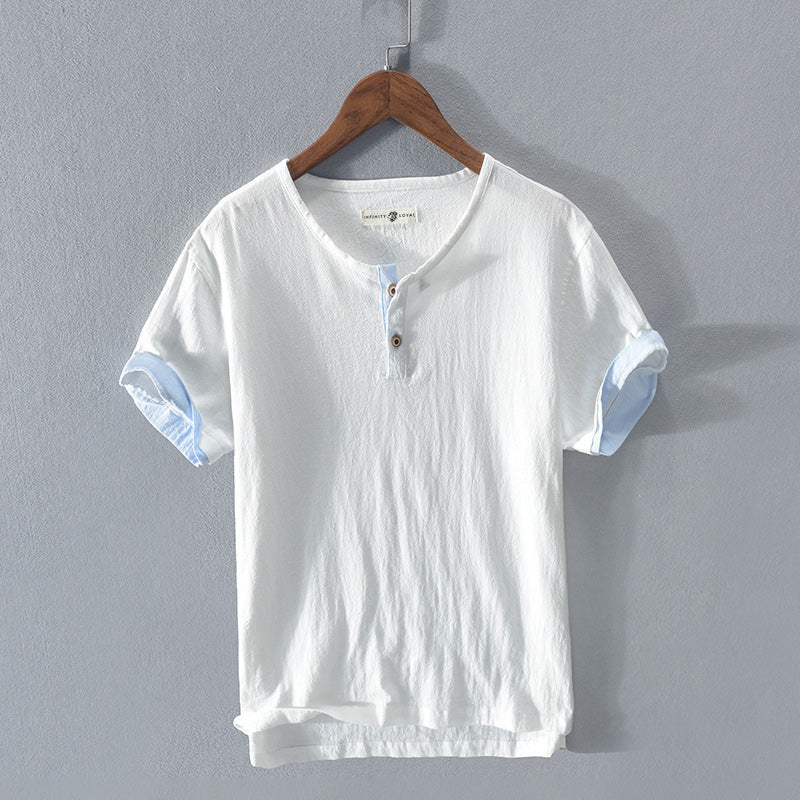 Vienna linen white T-shirt for men - infinityloyal