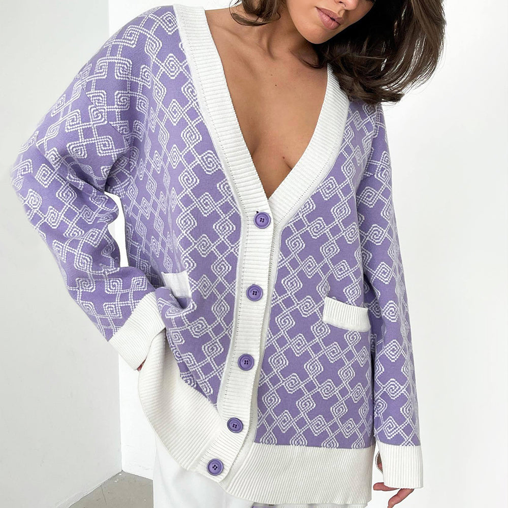 Oversized Pattern Cardigan by Emie Agathe