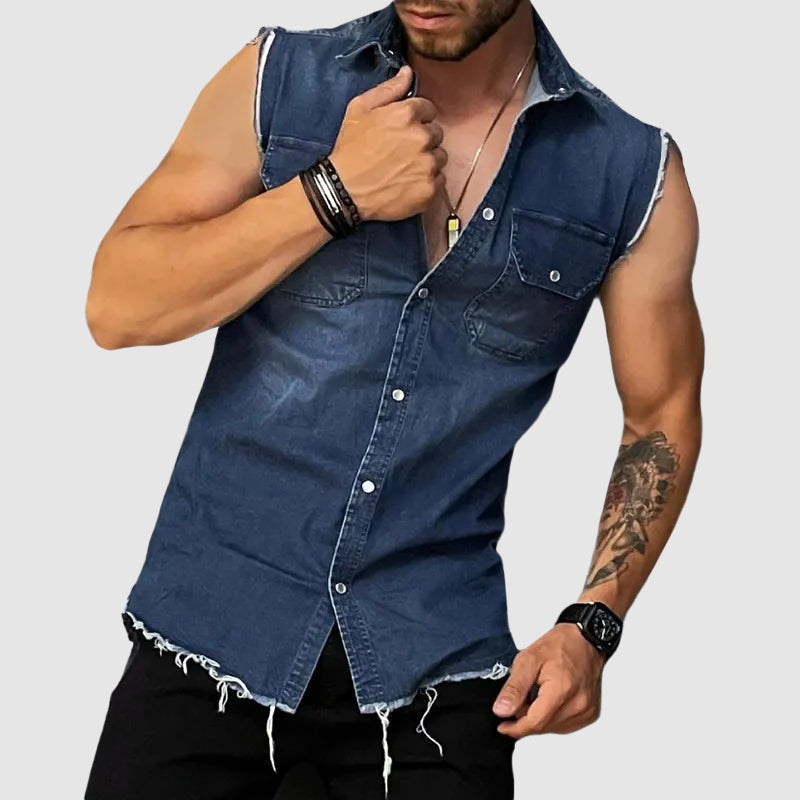 Rebel Sleeveless Denim Shirt