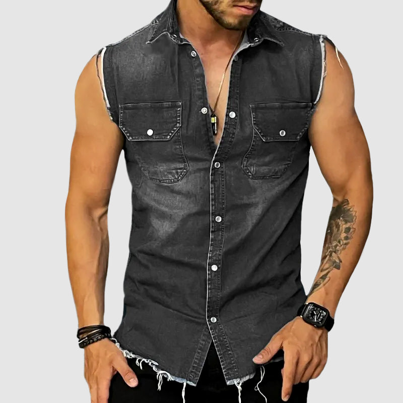 Rebel Sleeveless Denim Shirt