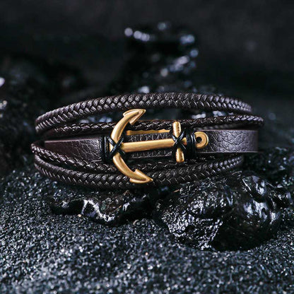 Voyager Anchor Leather Bracelet