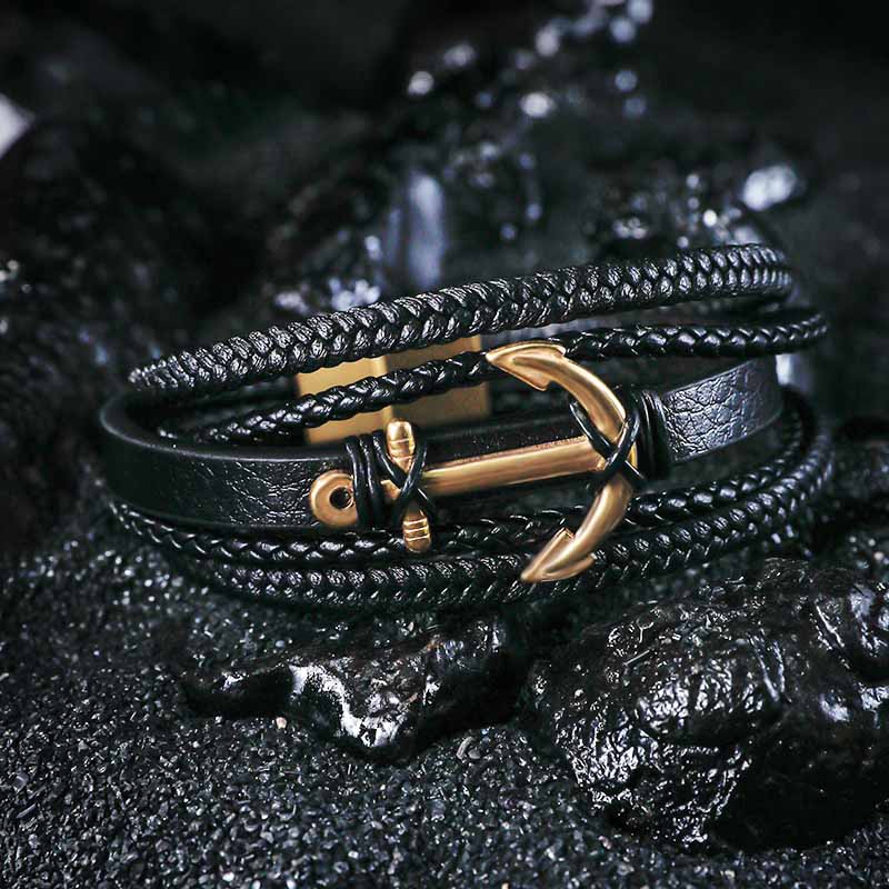 Voyager Anchor Leather Bracelet