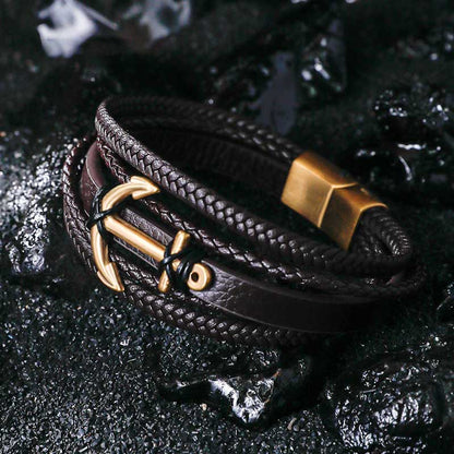 Voyager Anchor Leather Bracelet