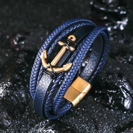 Voyager Anchor Leather Bracelet