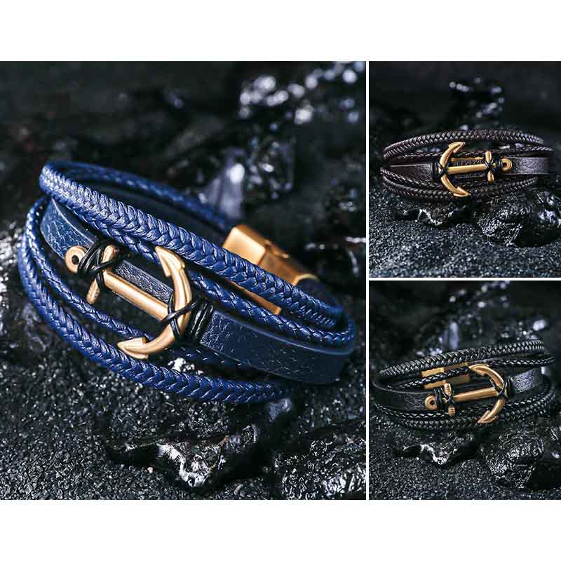 Voyager Anchor Leather Bracelet