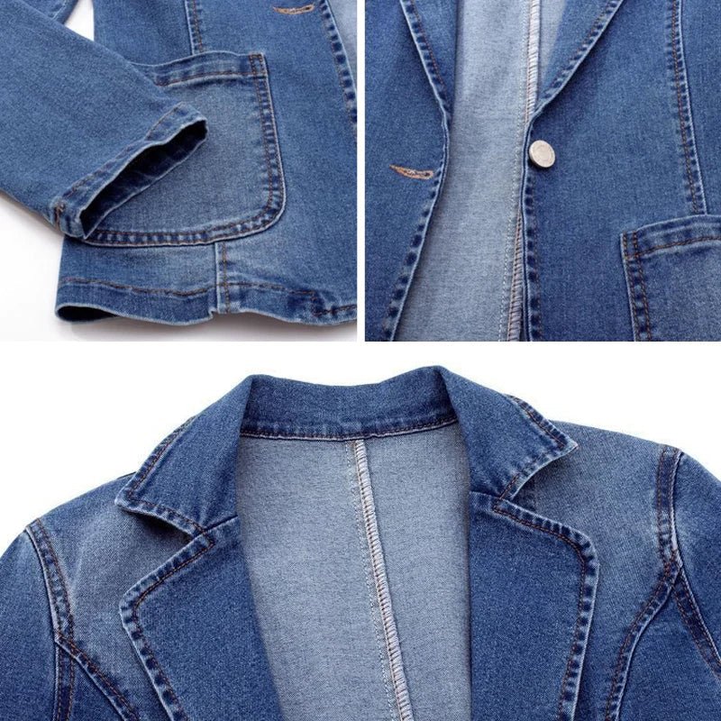 Adeline Azure Elegance Denim Jacket - Infinityloyal
