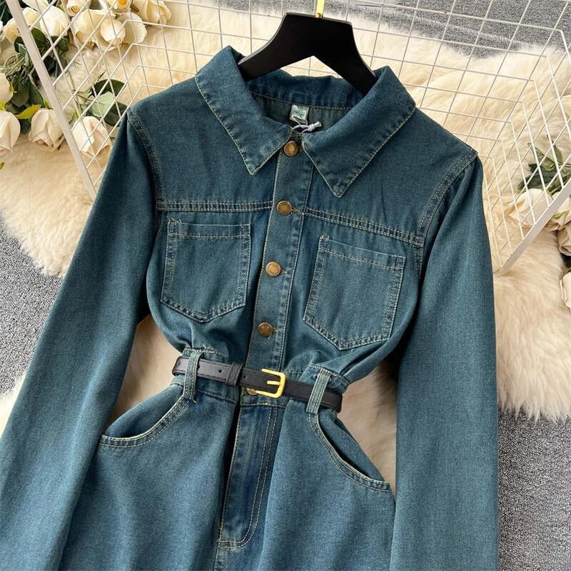 Adeline Svelte Stitch Denim Dress - Infinityloyal