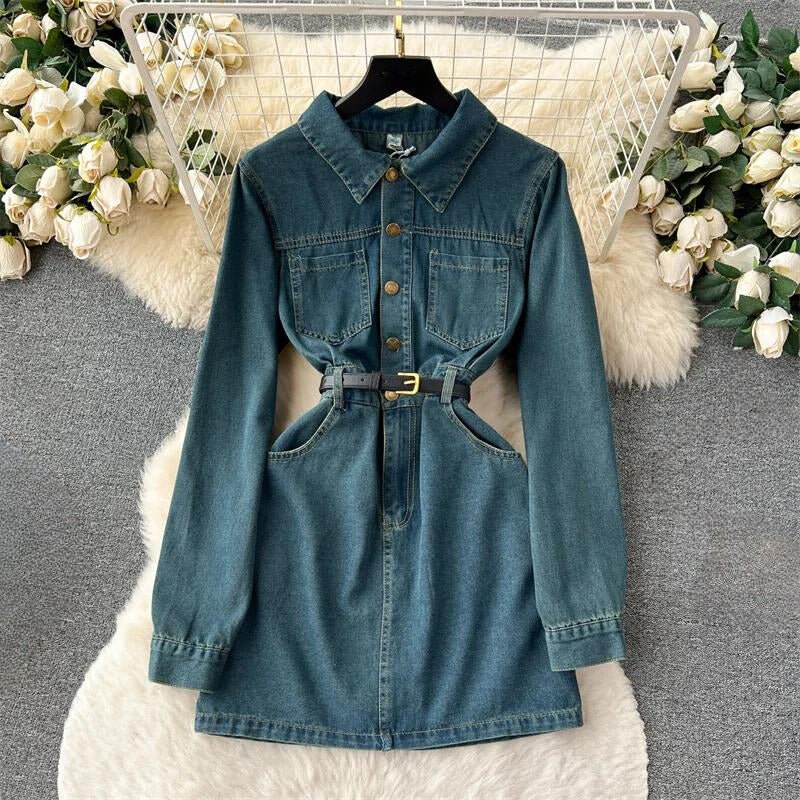 Adeline Svelte Stitch Denim Dress - Infinityloyal