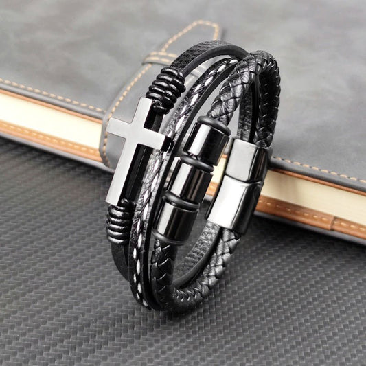 Cross Accent Gents' Bracelet - Infinityloyal