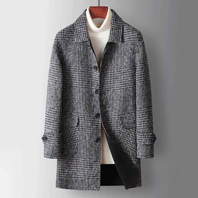Nobleman's Woolen Plaid Coat - Infinityloyal