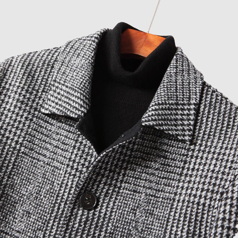 Nobleman's Woolen Plaid Coat - Infinityloyal