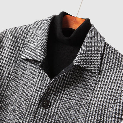 Nobleman's Woolen Plaid Coat - Infinityloyal
