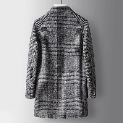 Nobleman's Woolen Plaid Coat - Infinityloyal