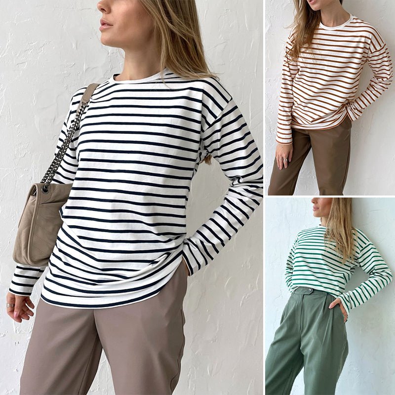 Paris Chic Long - Sleeve Striped Shirt - Infinityloyal