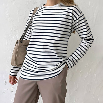 Paris Chic Long - Sleeve Striped Shirt - Infinityloyal