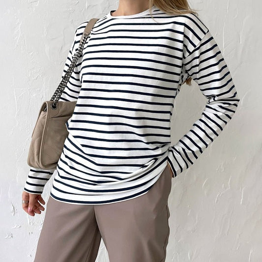 Paris Chic Long - Sleeve Striped Shirt - Infinityloyal