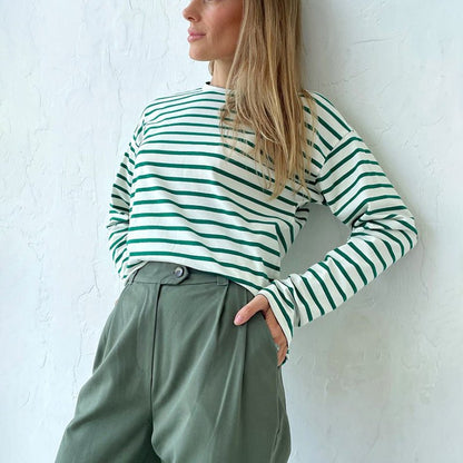 Paris Chic Long - Sleeve Striped Shirt - Infinityloyal